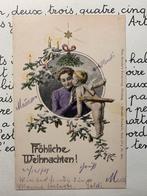 22-12-1907 Fröhliche Weihnachten - dame met Cupido (SL), Verzamelen, Ophalen of Verzenden, Voor 1920, Gelopen, Feest(dag)
