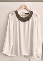 Semi-transparante luxe blouse top wit off-white 42 XL kralen, Maat 42/44 (L), Ophalen of Verzenden, Wit, Zo goed als nieuw