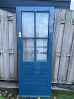 Houten Deur met Glas & Slot - Lichte Schade, Doe-het-zelf en Verbouw, Deuren en Horren, Ophalen, Gebruikt, 80 tot 100 cm, Buitendeur