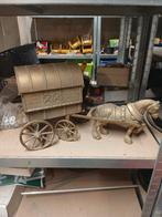 Messing Kunstbeeld Paard en Wagen, Antiek en Kunst, Antiek | Koper en Brons, Ophalen of Verzenden