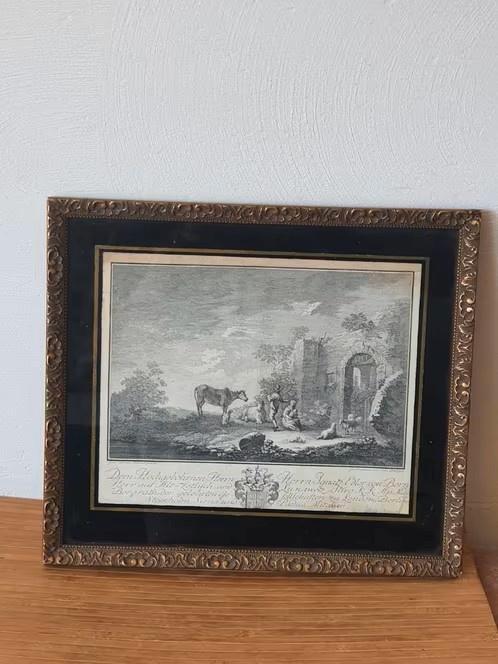 Gravure 1777 schaapherders bij Ruïne Jan juri Balzer, Antiek en Kunst, Kunst | Etsen en Gravures, Ophalen