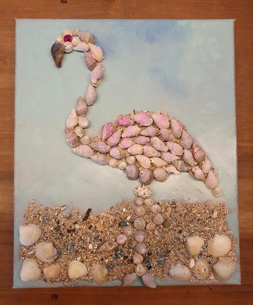 DIY knutsel pakket flamingo, schelpen, verf, Hobby en Vrije tijd, Knutselen, Nieuw, Knutselwerk, Ophalen of Verzenden