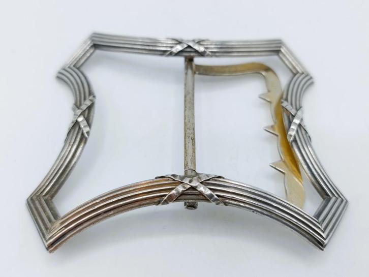 Zilveren gesp, art nouveau, Frankrijk, Antiek en Kunst, Antiek | Goud en Zilver, Zilver, Verzenden