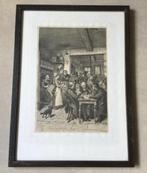 19de eeuwse gravure van Charles Brabant(1844-1921)taverne, Antiek en Kunst, Kunst | Etsen en Gravures, Verzenden