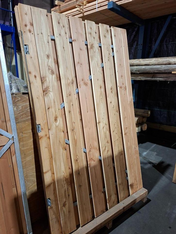 Douglas tuinpoort / schuttingdeur met stalen frame compleet, Tuin en Terras, Tuinpoorten, Nieuw, Looppoort, Hout, 150 tot 200 cm