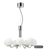 IKEA SIMRISHAMN Kroonluchter 7-armig - wit bol RVS, Ophalen of Verzenden, Zo goed als nieuw, Glas, Modern