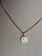 zilveren ketting met hanger letter G, Met hanger, Gebruikt, Ophalen of Verzenden, Zilver