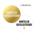 Sluitstickers Hartelijk Gefeliciteerd goud/wit per 4 stuks, Hobby en Vrije tijd, Ophalen of Verzenden, Nieuw, Meerdere stickers