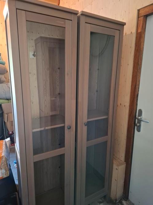 Ikea Hemnes Vitrinekast(en) grijs/bruin, Huis en Inrichting, Kasten | Vitrinekasten, Zo goed als nieuw, 150 tot 200 cm, Minder dan 50 cm