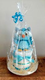 Kleine blauwe luiertaart met een uiltje, Ophalen of Verzenden, Nieuw