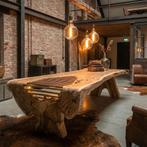 Unieke boomtamtafel van massief suarhout met doorlopend blad, Ophalen, Info@mokana.nl, Mokana, 50 tot 100 cm
