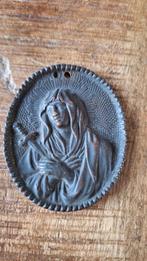 Antieke koperen ovalen  religieus ornament, Ophalen of Verzenden