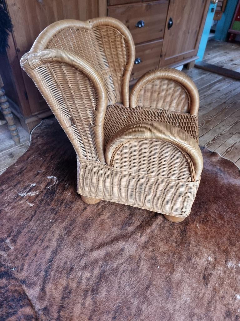 Vintage Rotan Kinderfauteuil bohemian landelijk, Ophalen, Gebruikt, Bruin, Vintage