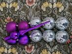 Kerstballen en piek paars, discoballen, Ophalen, Zo goed als nieuw