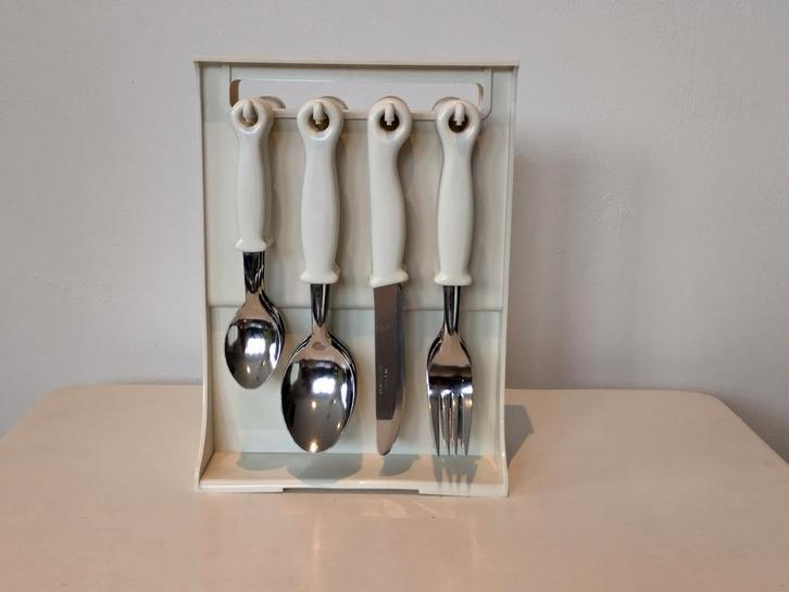 Vintage Ivoorkleurig Bestekset 6-delig met Rek, Antiek en Kunst, Antiek | Bestek, Ophalen