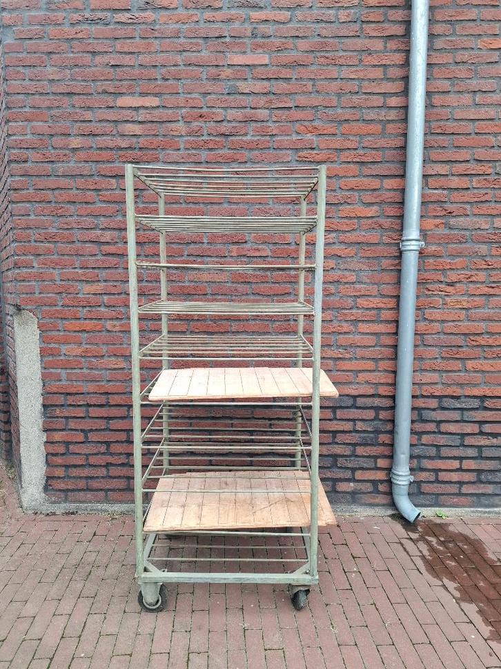 Vintage bakkersrek, broodjesrek, rek, rekje, transport, Doe-het-zelf en Verbouw, Transportwagens, Gebruikt, Transportkar, 100 liter of meer