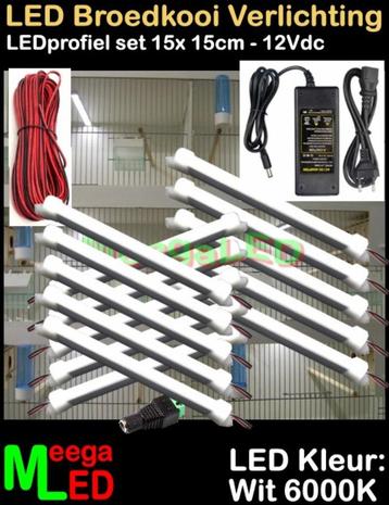 LED profiel SET 15x 15cm WIT Broedkooi Kweekkooi Vogelkooi beschikbaar voor biedingen
