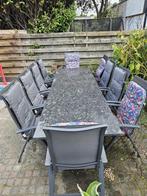 Tuintafel en 10 stoelen, Tuin en Terras, Tuinsets en Loungesets, Ophalen, Gebruikt, Overige materialen, Meer dan 8 zitplaatsen