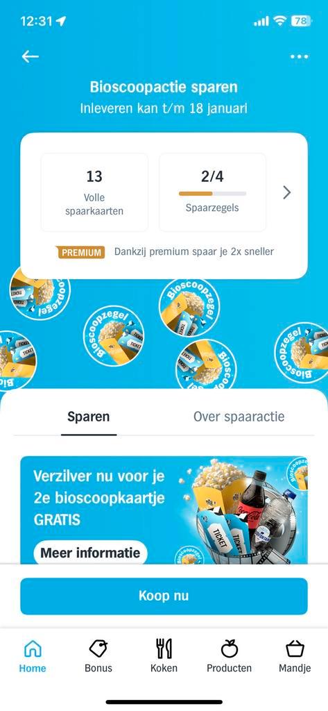 Volle spaarkaarten AH bioscoop spaaractie, Tickets en Kaartjes, Filmkaartjes, Twee personen