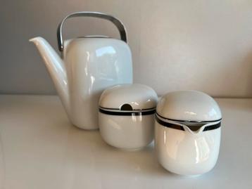 Tapio Wirkkala Rosenthal Theepot Roomstel Suomi Wit RVS beschikbaar voor biedingen