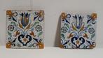 Antieke Delftsblauwe tegels tulpenhart 17e eeuw, Antiek en Kunst, Antiek | Wandborden en Tegels, Ophalen