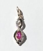 GEEL GOUD 9 KARAAT HANGER ROBIJN EN DIAMANT, Gebruikt, Overige voorstellingen, Geel, Ophalen of Verzenden