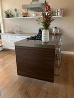 Keuken met veel ruimte, hoogglans wit met houtlook blad, Ophalen, Gebruikt, Wit, Hoekkeuken