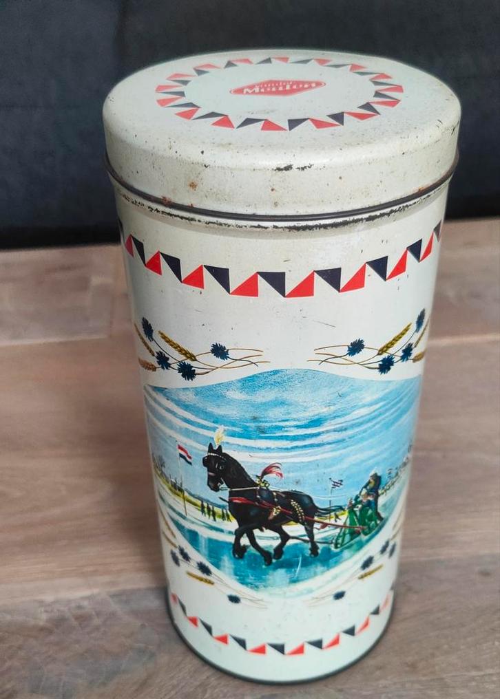 Vintage Van der Meulen Beschuitblik, Verzamelen, Blikken, Gebruikt, Beschuit, Overige merken, Ophalen of Verzenden
