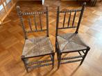 Antieke stoelen met rieten zitting, Huis en Inrichting, Stoelen, Ophalen, Gebruikt, Bruin, Eén