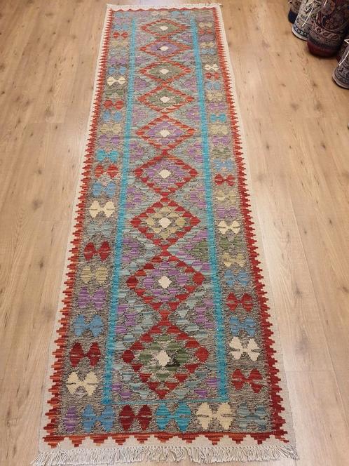 Handgeweven oosterse wollen kelim loper 295x85, Huis en Inrichting, Stoffering | Tapijten en Kleden, Nieuw, 50 tot 100 cm, 200 cm of meer