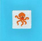 kaart met geborduurde octopus (1247), Ophalen of Verzenden, Nieuw, Dieren