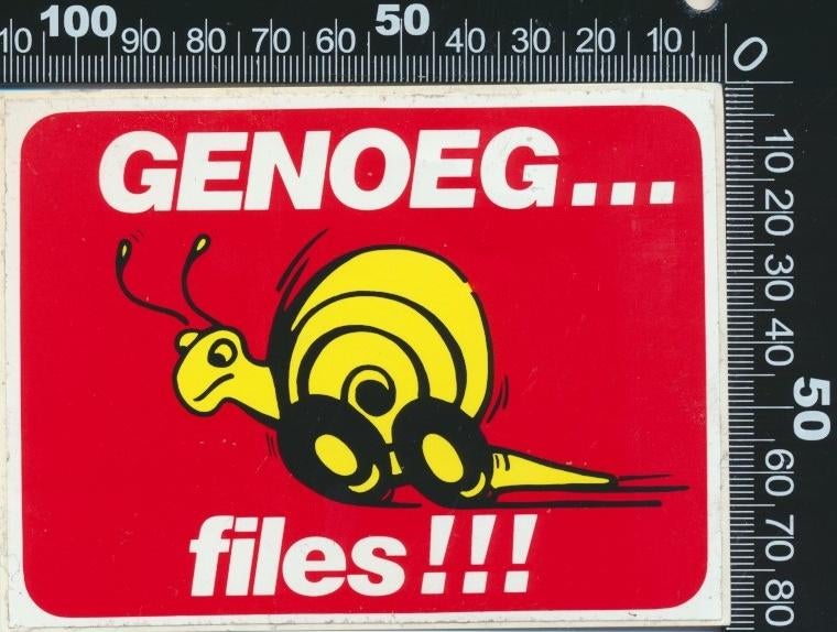 Sticker: Genoeg files, Ophalen of Verzenden, Zo goed als nieuw, Bedrijf of Vereniging