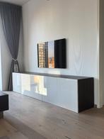 Dressoir / TV meubel - Massief hout - Wit / bruin, Ophalen, Gebruikt, 200 cm of meer, 25 tot 50 cm