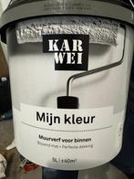 Karwei muurverf 5 liter Cashmere Grey ongeopend, 21-11-25, Doe-het-zelf en Verbouw, Verf, Beits en Lak, Ophalen, 5 tot 10 liter