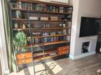 Boekenkast 200x200 mangohout en staal, Ophalen, 200 cm of meer, Zo goed als nieuw, 200 cm of meer