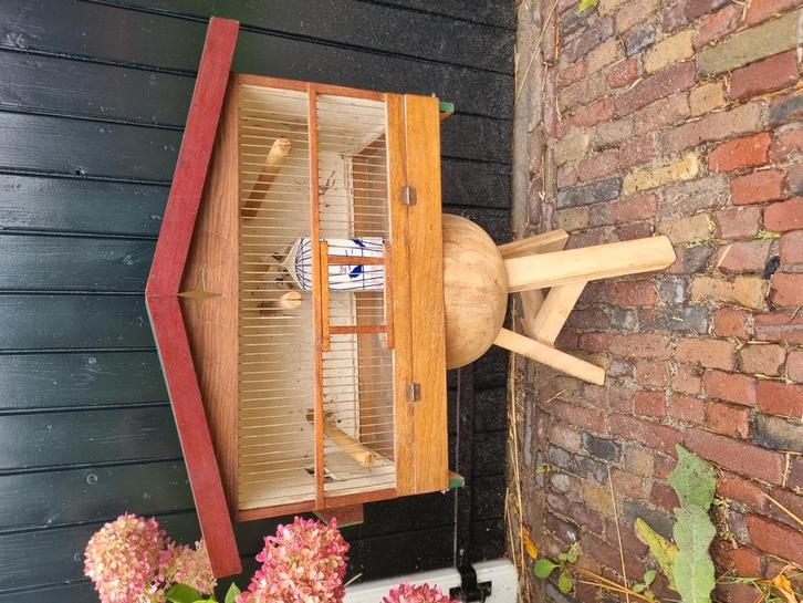 Houten vogelkooi, vogelhok, vogelkooi antiek, Dieren en Toebehoren, Vogels | Hokken en Kooien, Gebruikt, Vogelkooi, Hout, Ophalen