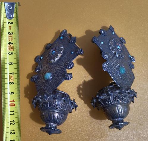 oorbellen 19e eeuws zilver turkoois Pakistan Katawaz cultuur, Sieraden, Tassen en Uiterlijk, Oorbellen, Zo goed als nieuw, Hangers