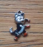 Zilveren bedel: geëmailleerde poes, Ophalen of Verzenden, Zo goed als nieuw, Zilver, Dier