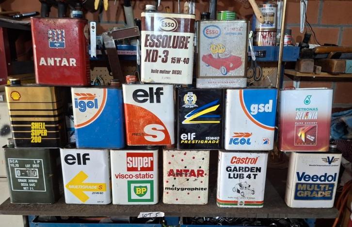 Mooie partij oude olieblikken voor in je Mancave, Verzamelen, Merken en Reclamevoorwerpen, Gebruikt, Overige typen, Ophalen of Verzenden