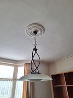 Hanglamp glas met metaal, Huis en Inrichting, Lampen | Hanglampen, Ophalen, Gebruikt, Klassiek, Glas