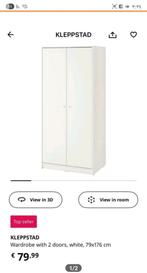 Witte 2-deurs kast kleppstad IKEA 79x176, Ophalen, Zo goed als nieuw