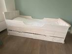 Steigerhouten 1 persoonsbed whitewash JORG, Ophalen, 85 tot 100 cm, Zo goed als nieuw, Lattenbodem