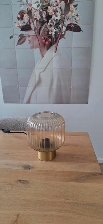Mooie Lucide Maloto tafellamp amber glas met goud beschikbaar voor biedingen