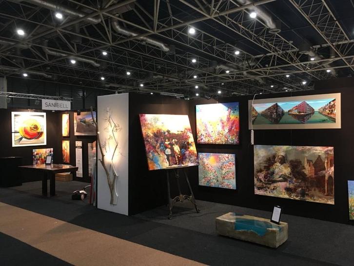 20 Meter beurswand zwart gestoffeerd + 4 boxen, Doe-het-zelf en Verbouw, Hout en Planken, Gebruikt, Overige typen, Overige houtsoorten