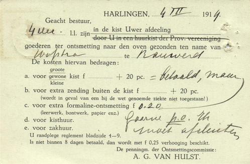 A.G. van Hulst, Harlingen - 03.1919 - briefkaart, Postzegels en Munten, Brieven en Enveloppen | Nederland, Briefkaart, Ophalen of Verzenden