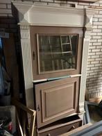 Antieke kast met glas en lades, Huis en Inrichting, Ophalen, Gebruikt, Glas, 150 tot 200 cm