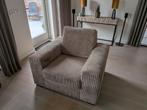 Robuuste fauteuil Pomasi – Taupe – Grove rib (Jumbo stof), Ophalen, Eenpersoons, 75 tot 100 cm, Robuust en warm