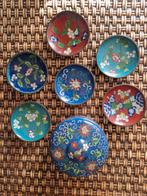 Antieke japanse cloisonné Trommel met foodog en 6 bordjes, Antiek en Kunst, Ophalen of Verzenden