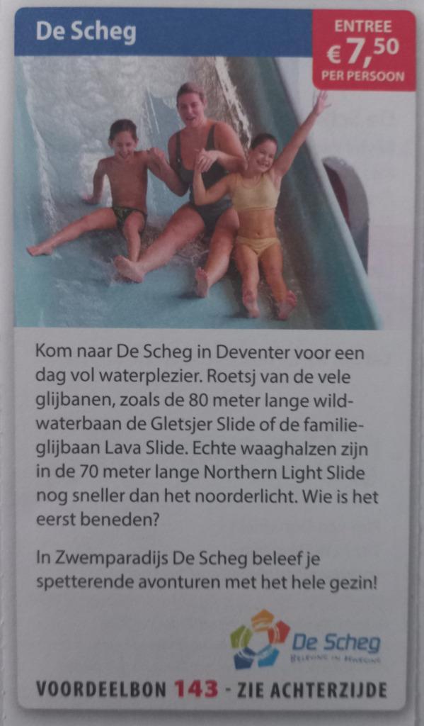 Postcodeloterij bon 143 De Scheg, Tickets en Kaartjes, Kortingen en Cadeaubonnen, Drie personen of meer, Warenhuis- of Winkelbon