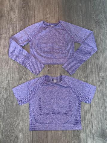 paarse gym lange en korte mouw sport top shirt mt M beschikbaar voor biedingen